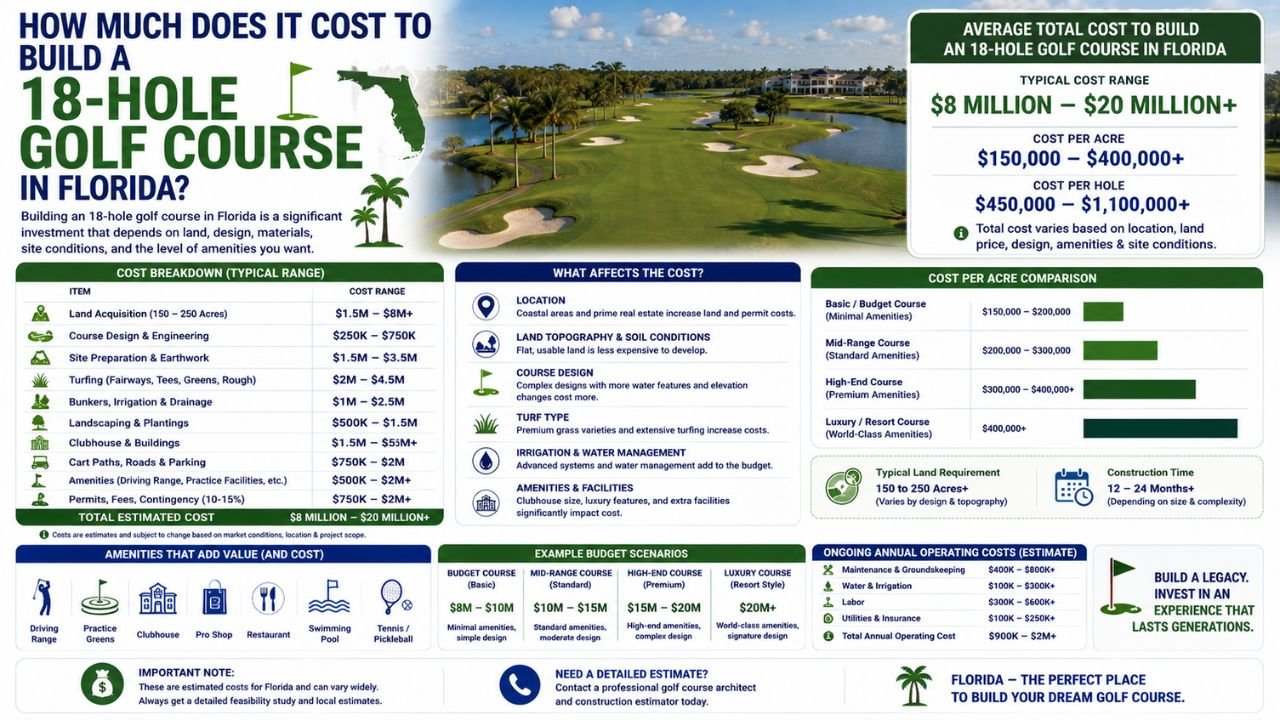 How much does it cost to build a 18-hole golf course in Florida