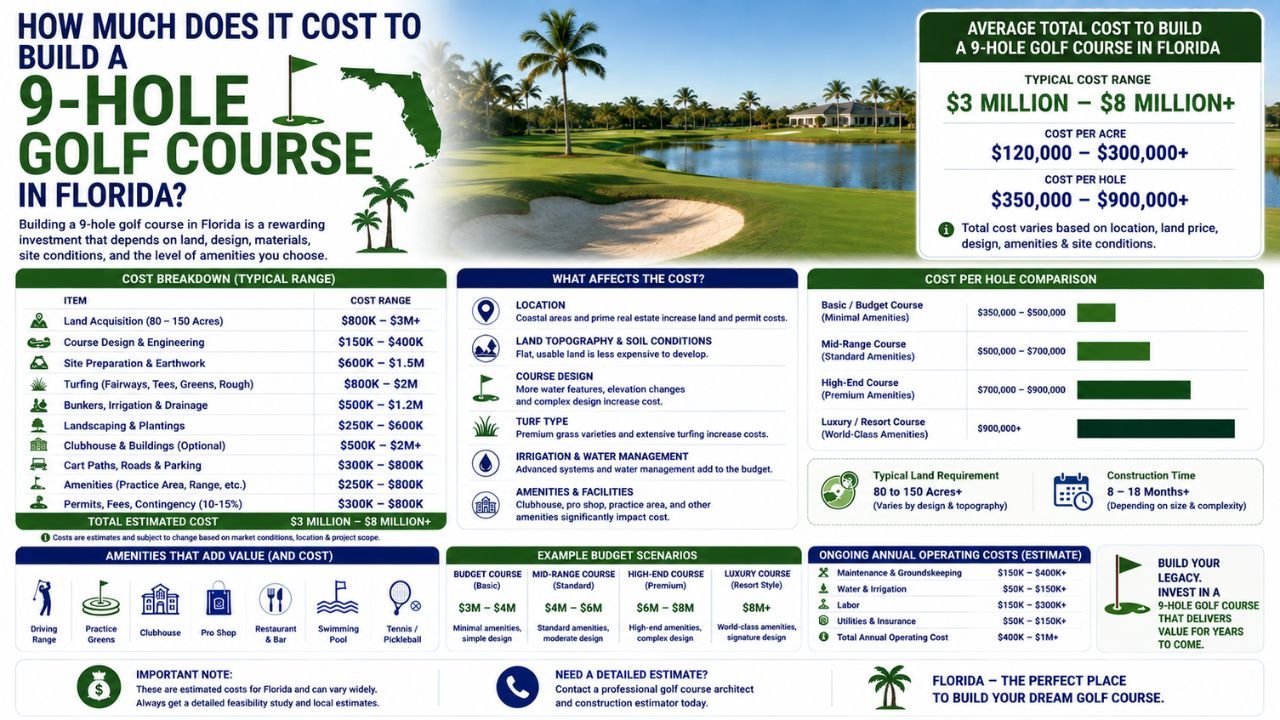 How much does it cost to build a 9-hole golf course in Florida