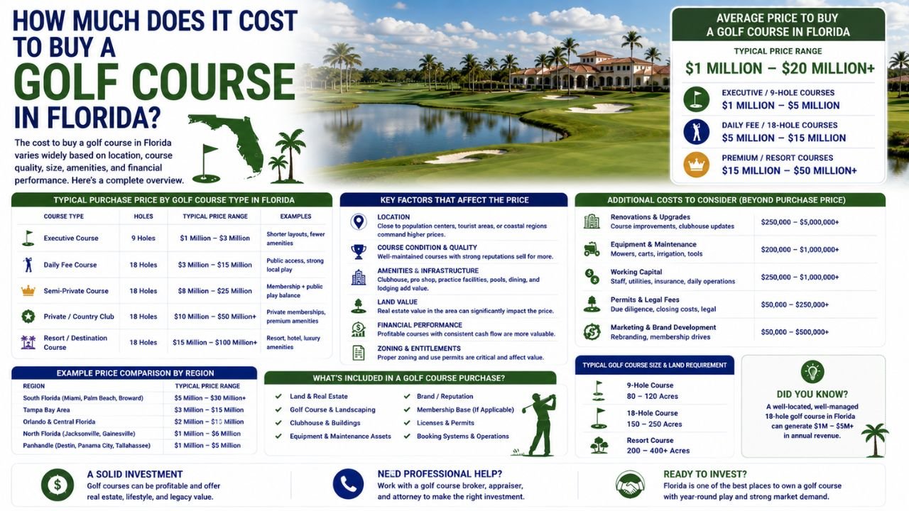 How much does it cost to buy a golf course in Florida