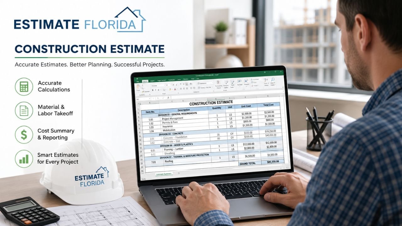 Plumbing estimate template Excel Florida for contractors