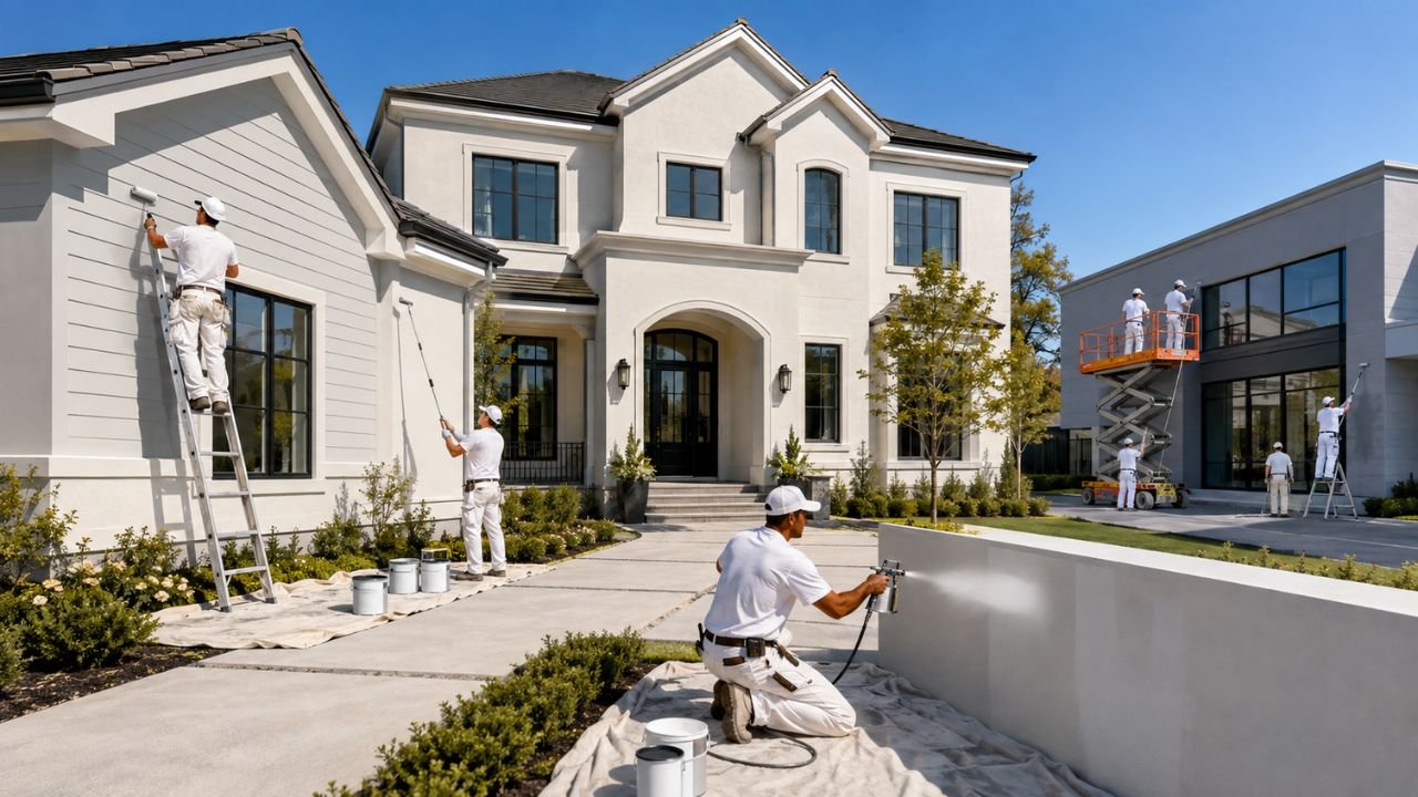 Professional painters working on residential and commercial buildings in the USA