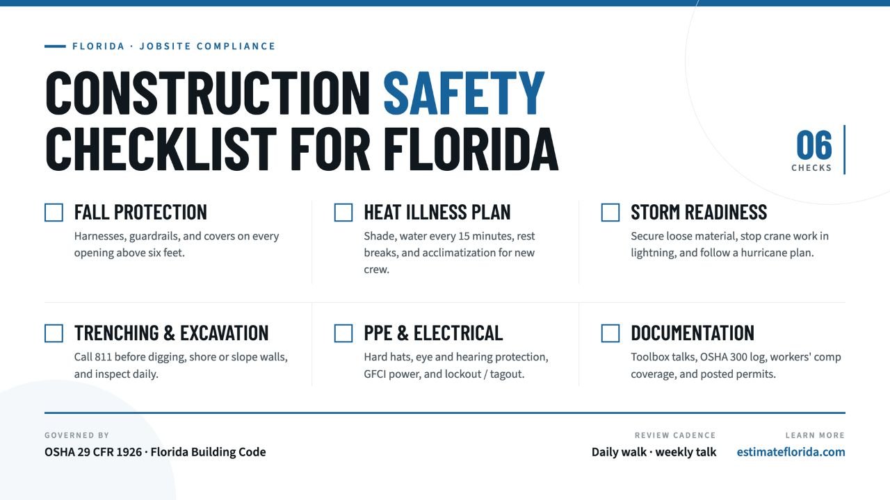 Construction safety checklist for Florida